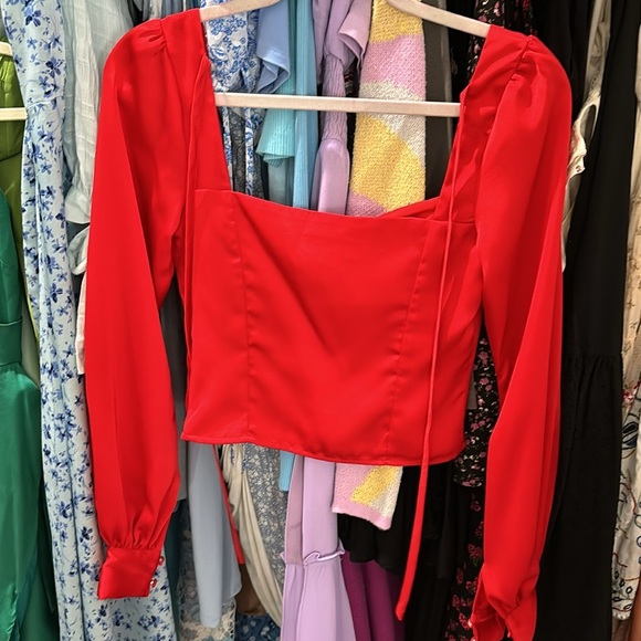 Revolve x Privacy Please Yates Top Red Satin - Picture 8 of 8